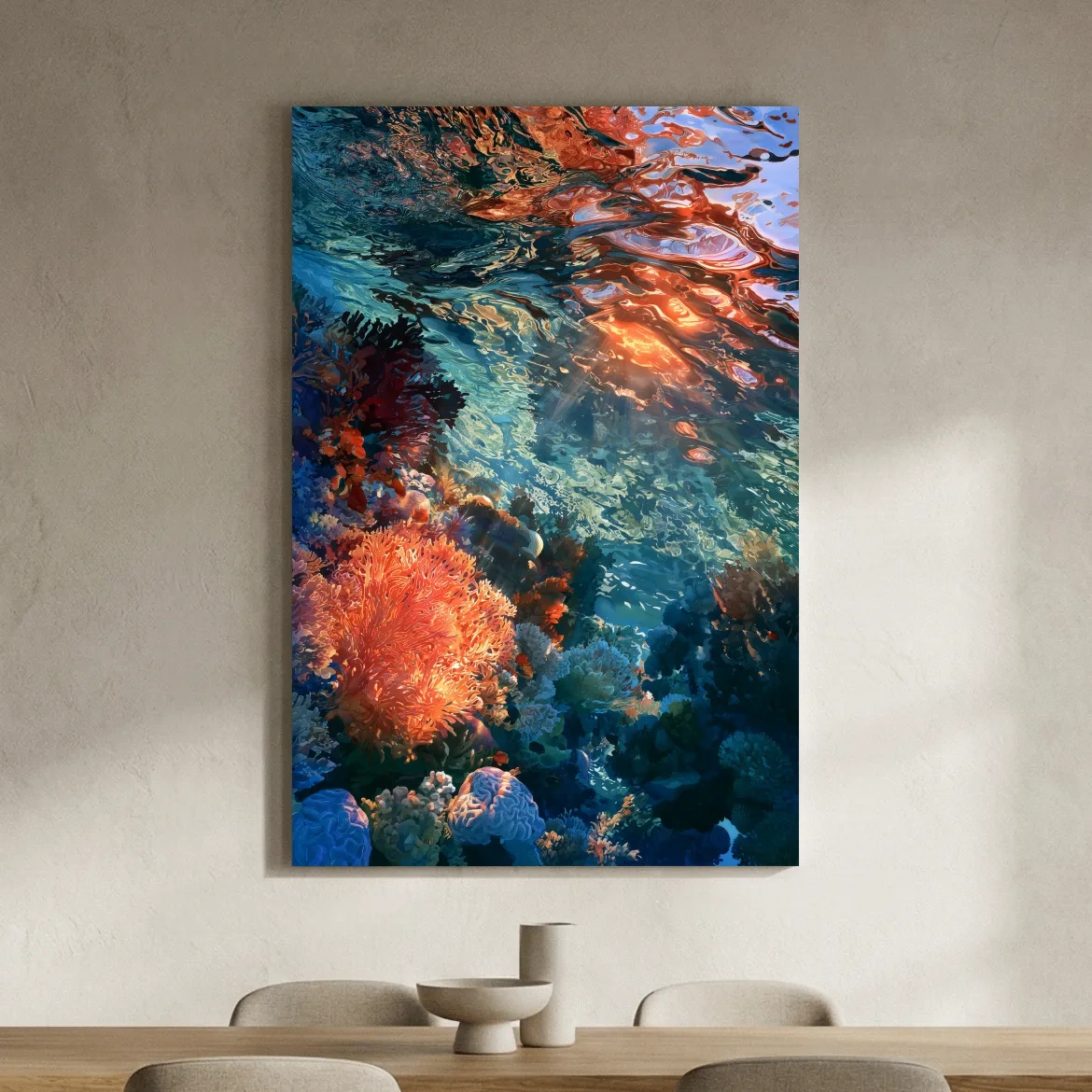 Vibrant Coral Reef Painting - Underwater Marine Wall Art
