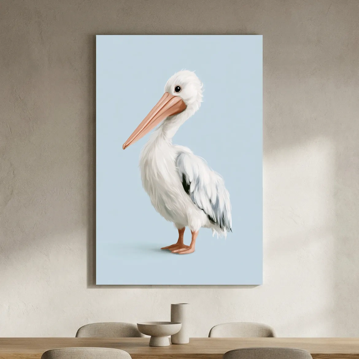 Cute Baby Pelican Painting - Whimsical Nursery Marine Life Art