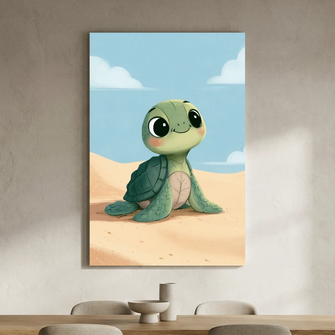 Cute Baby Turtle Illustration - Underwater Nursery Marine Life Art
