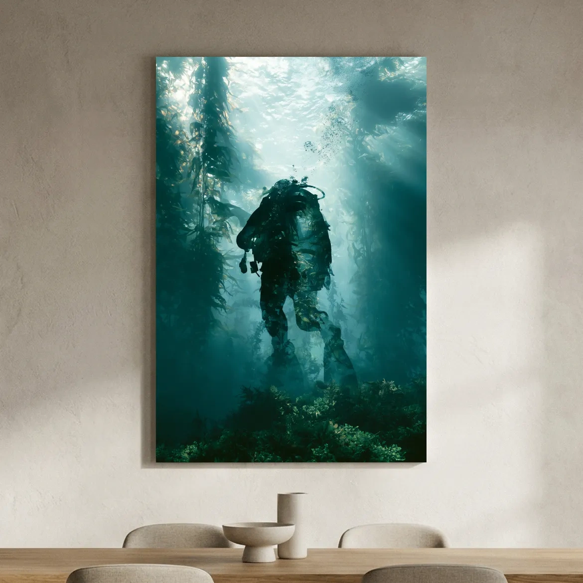 Surreal Scuba Diver Double Exposure - Photographic Underwater Wall Art