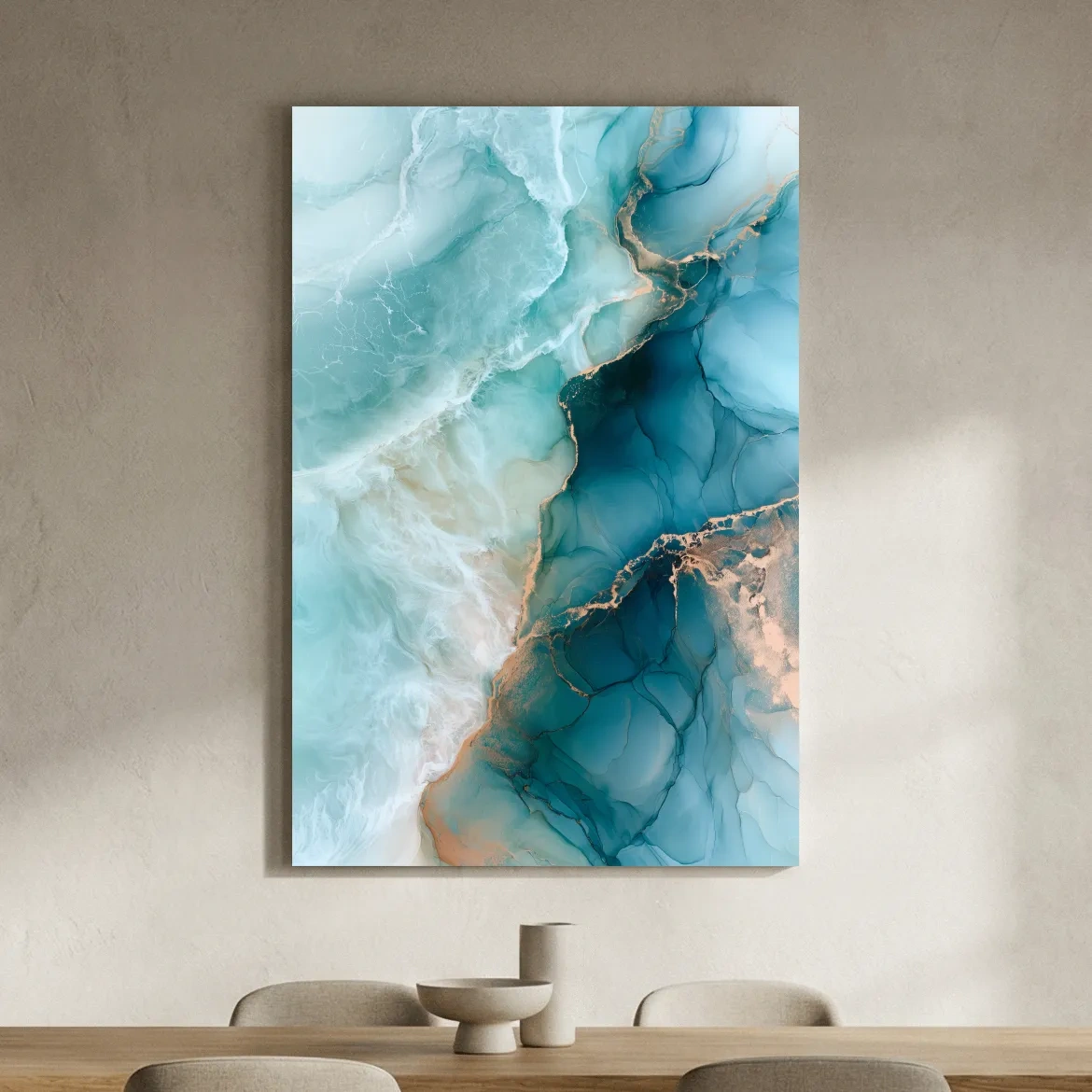 Abstract Agate Stone Design - Natural Mineral Mixed Media Art