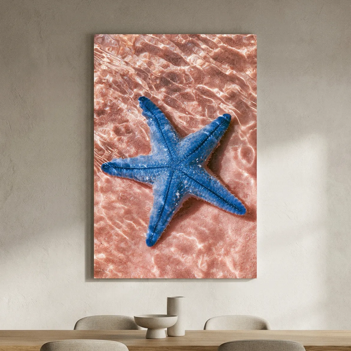 Minimalist Starfish Underwater View - Photographic Marine Life Wall Art