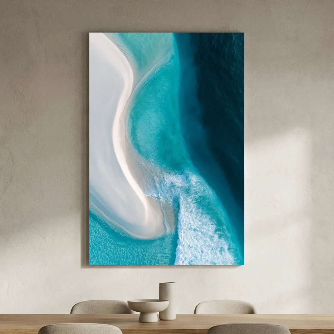 Tropical Aerial Sandbar Waves - Abstract Photographic Ocean Wall Art