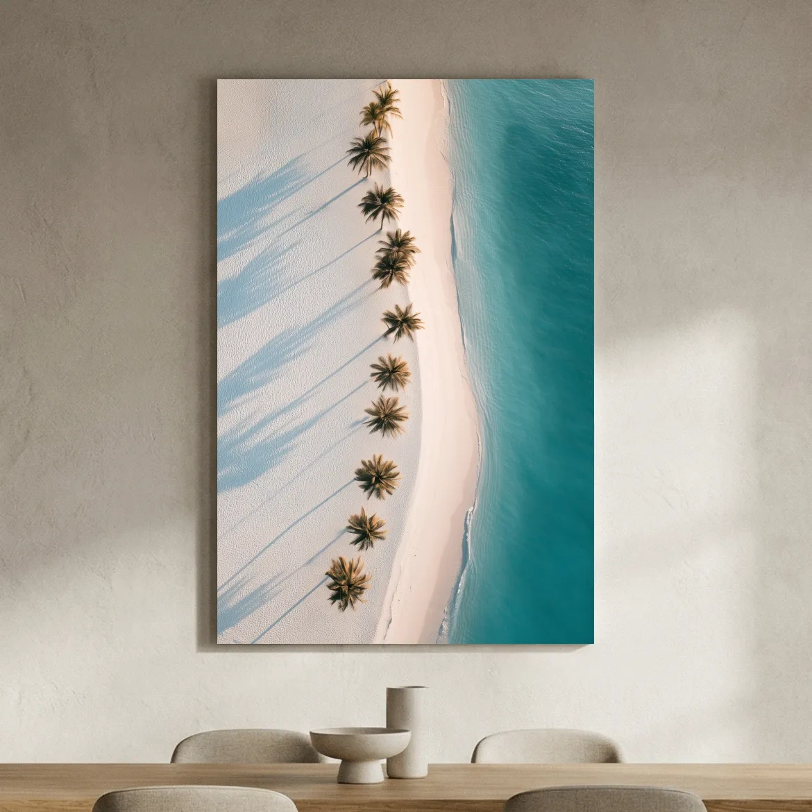 Aerial Tropical Palm Beach - Minimalist Photographic Wall Art