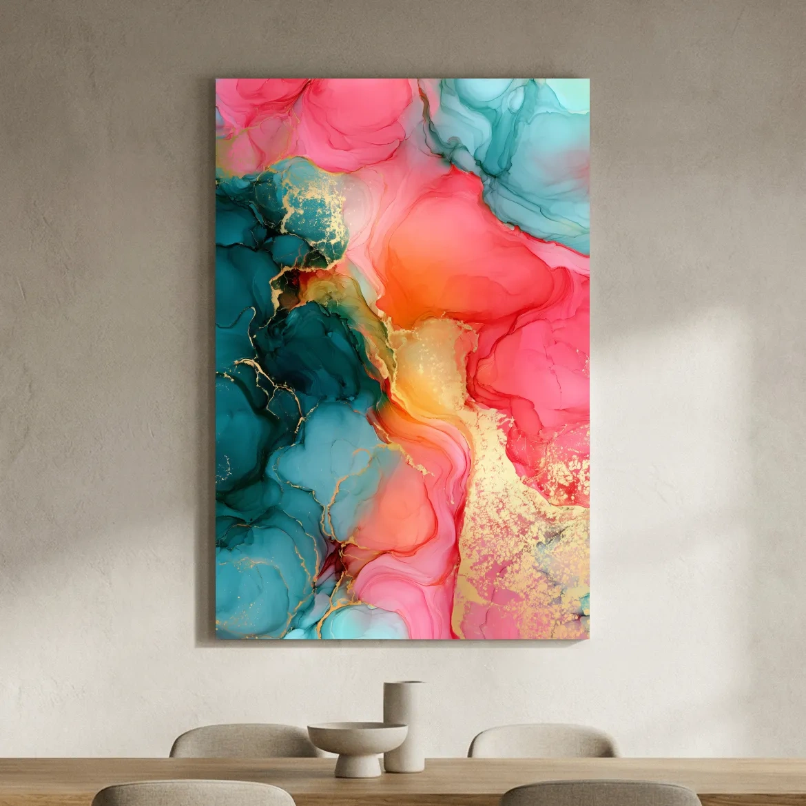 Abstract Alcohol Ink Flow - Fluid Gold Vein Wall Art