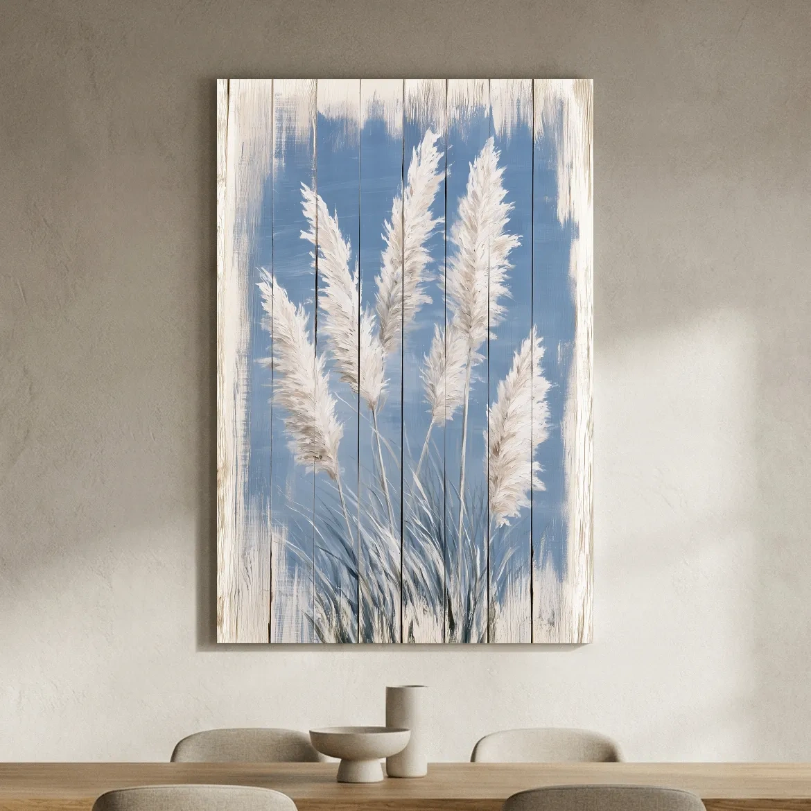 Coastal Pampas Seagrass Painting - Rustic Botanical Wall Art