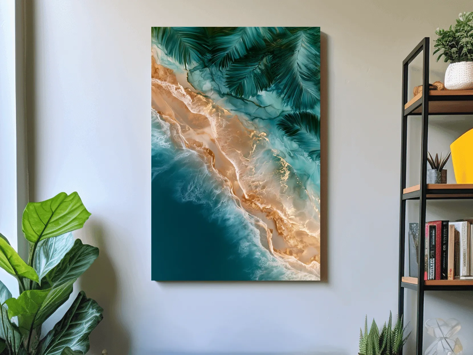 Surreal Aerial Tropical Shoreline - Abstract Mixed Media Wall Art