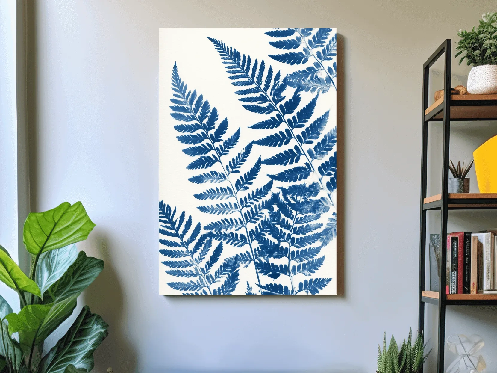 Cyanotype Fern Botanical Illustration - Minimalist Hamptons Wall Art