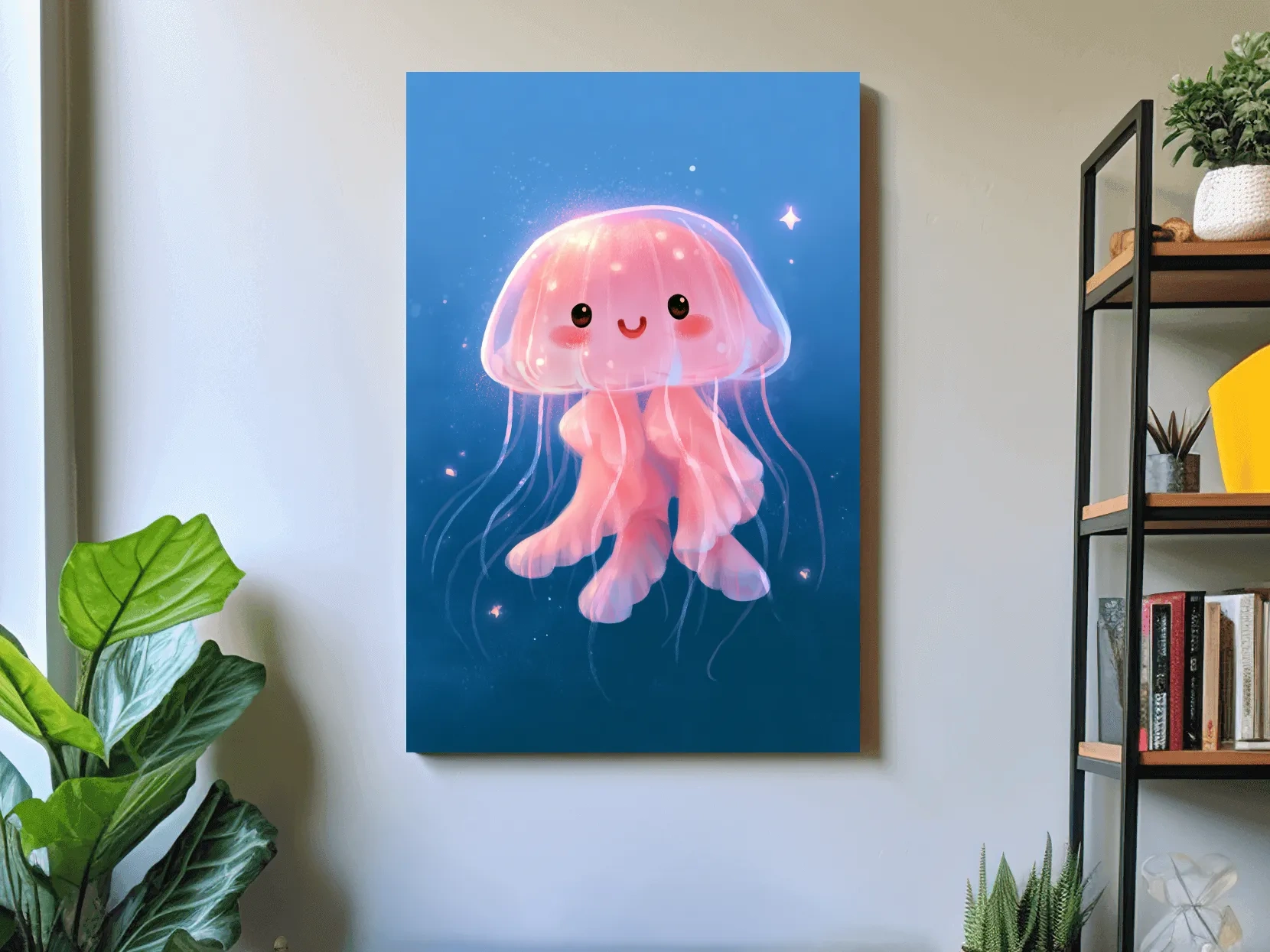 Cute Baby Jellyfish Underwater Illustration - Whimsical Nursery Marine Life Art