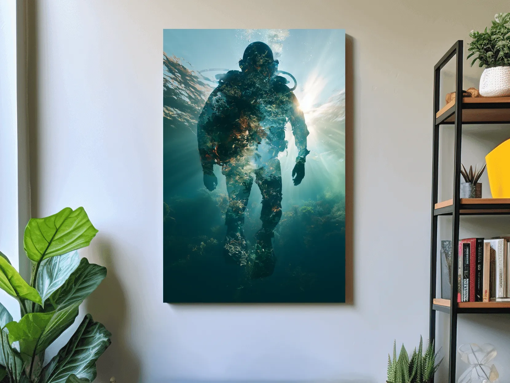Surreal Scuba Diver Double Exposure - Photographic Wall Art
