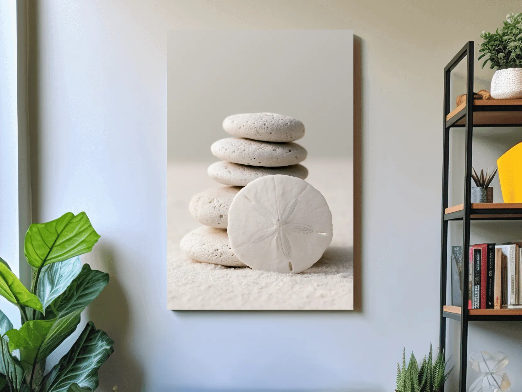 Sand Dollar Pebble Still Life - Minimalist Photographic Coastal Wall Art