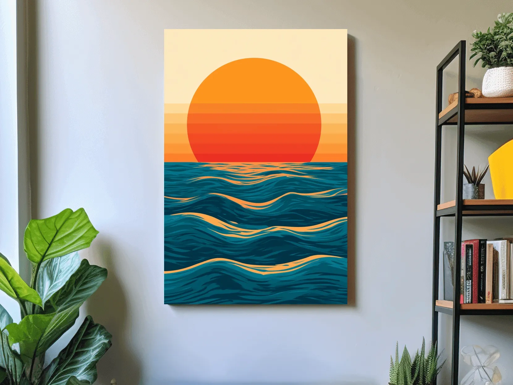 Mid-Century Ocean Sunset - Vector Ocean Wall Art