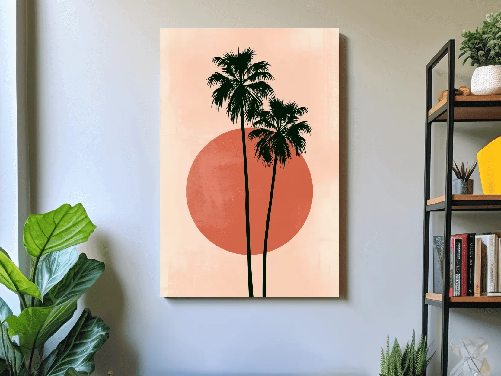 Mid-Century Tropical Palm Silhouette - Minimalist Geometric Wall Art