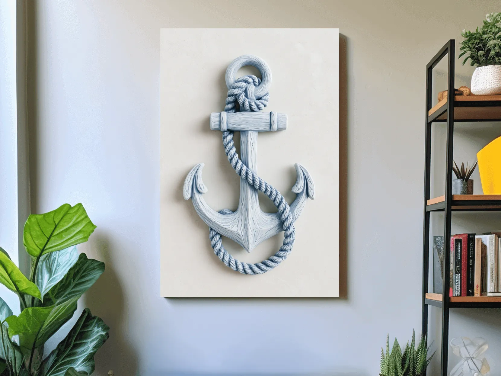 Minimalist Nautical Anchor And Rope Illustration - Hamptons Wall Art