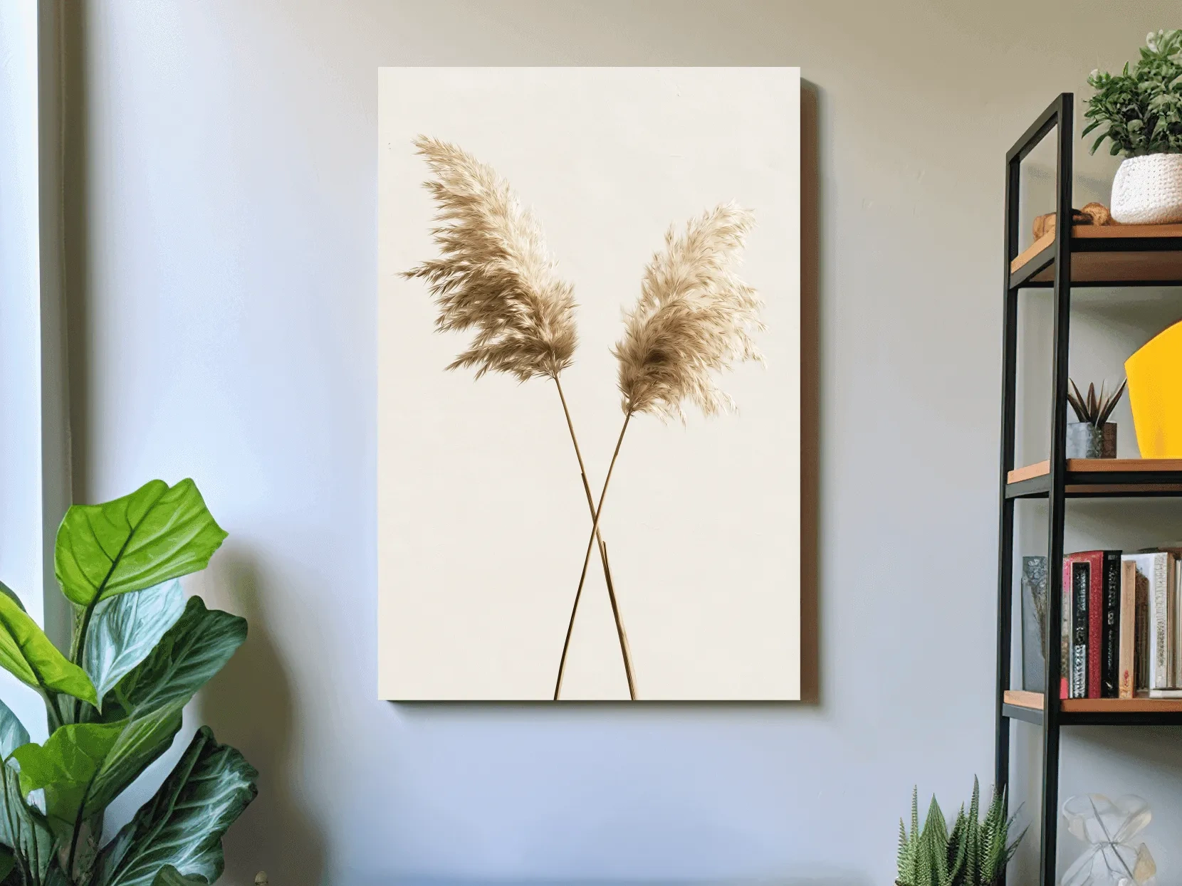 Minimalist Pampas Grass Illustration - Boho Coastal Botanical Wall Art