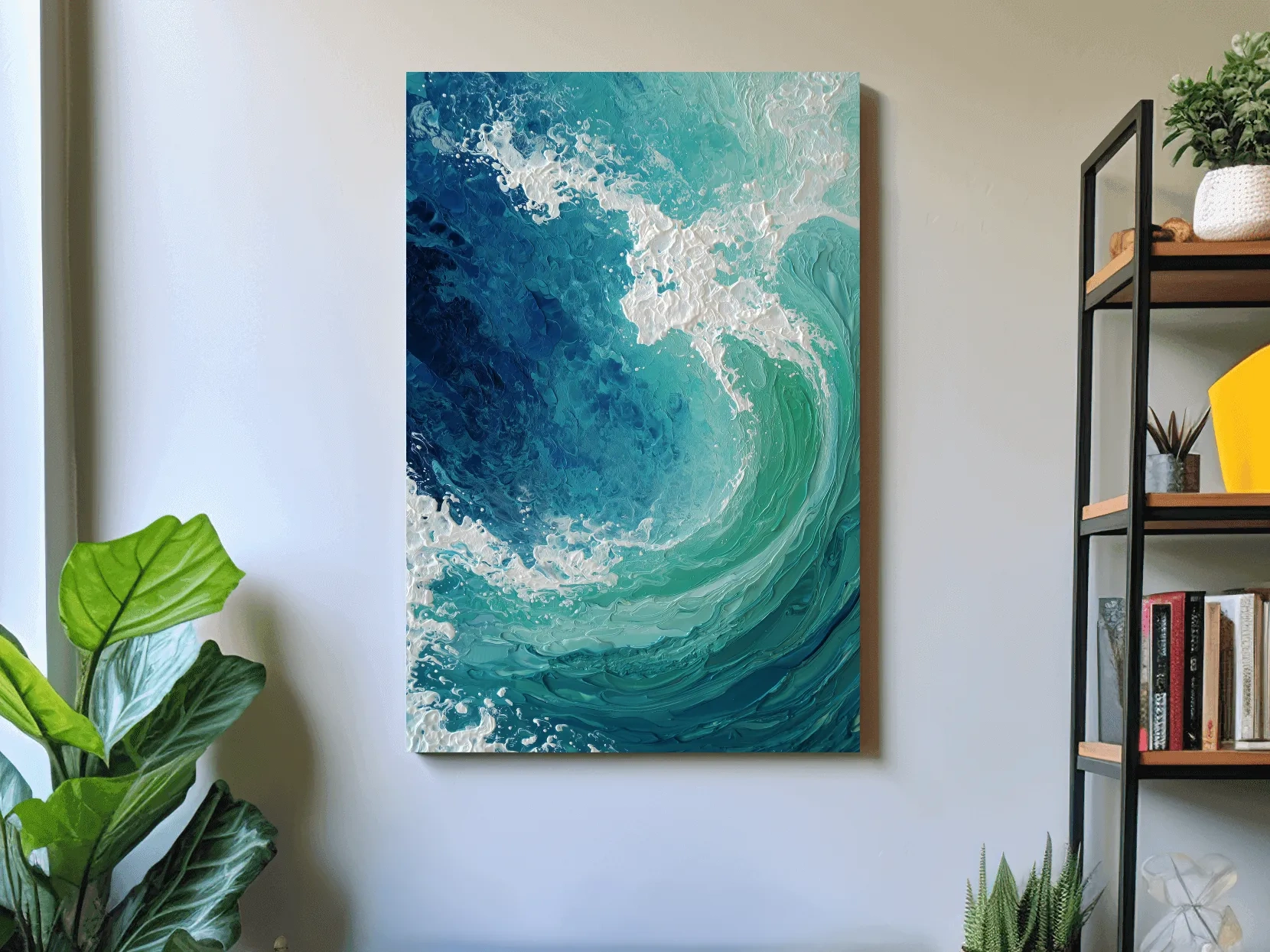Abstract Crashing Wave Painting - Impasto Style Coastal Wall Art