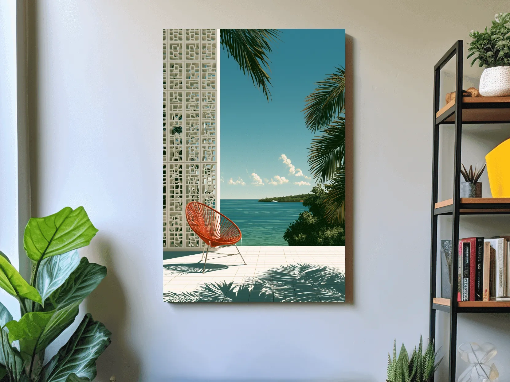 Mid Century Tropical Ocean Terrace - Modern Vector Wall Art