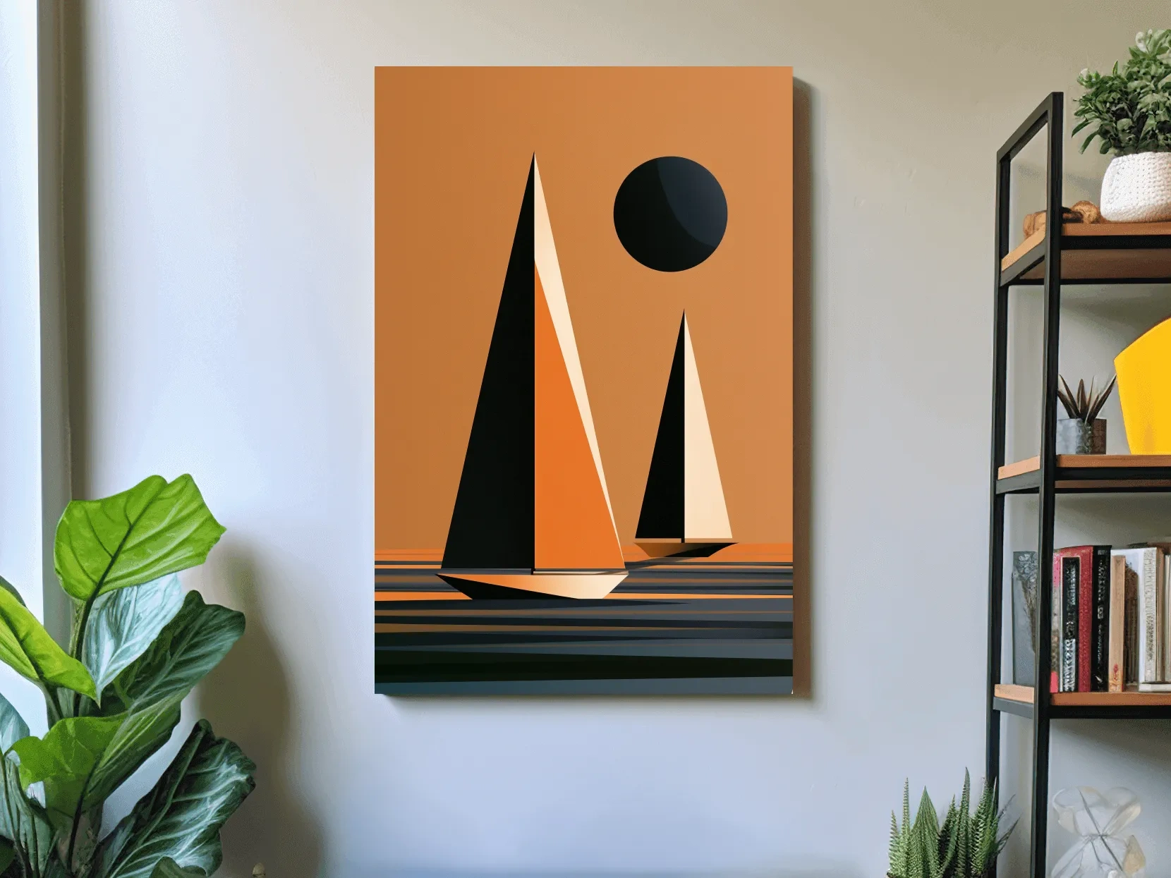 Mid-Century Sailboat Illustration - Minimalist Nautical Wall Art