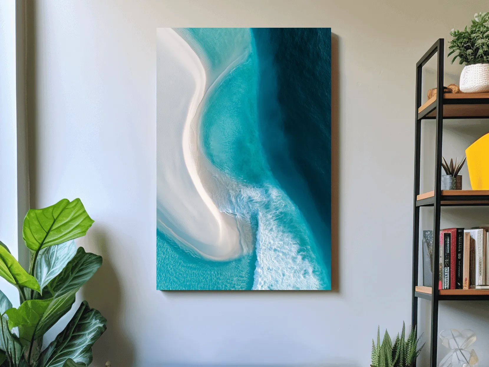 Tropical Aerial Sandbar Waves - Abstract Photographic Ocean Wall Art