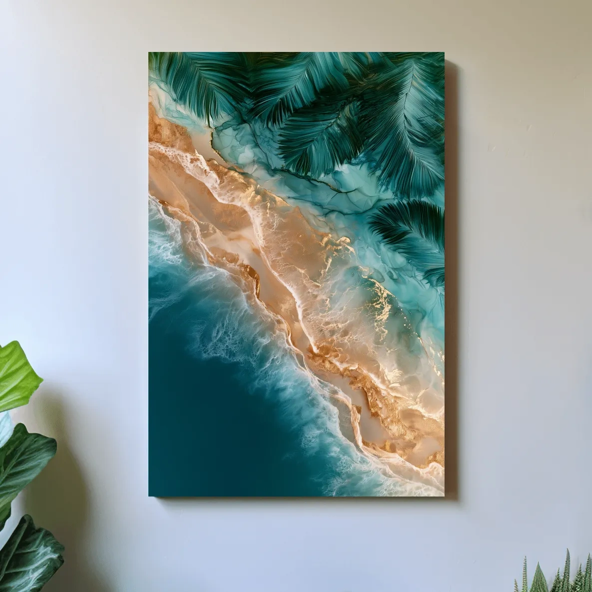 Surreal Aerial Tropical Shoreline - Abstract Mixed Media Wall Art