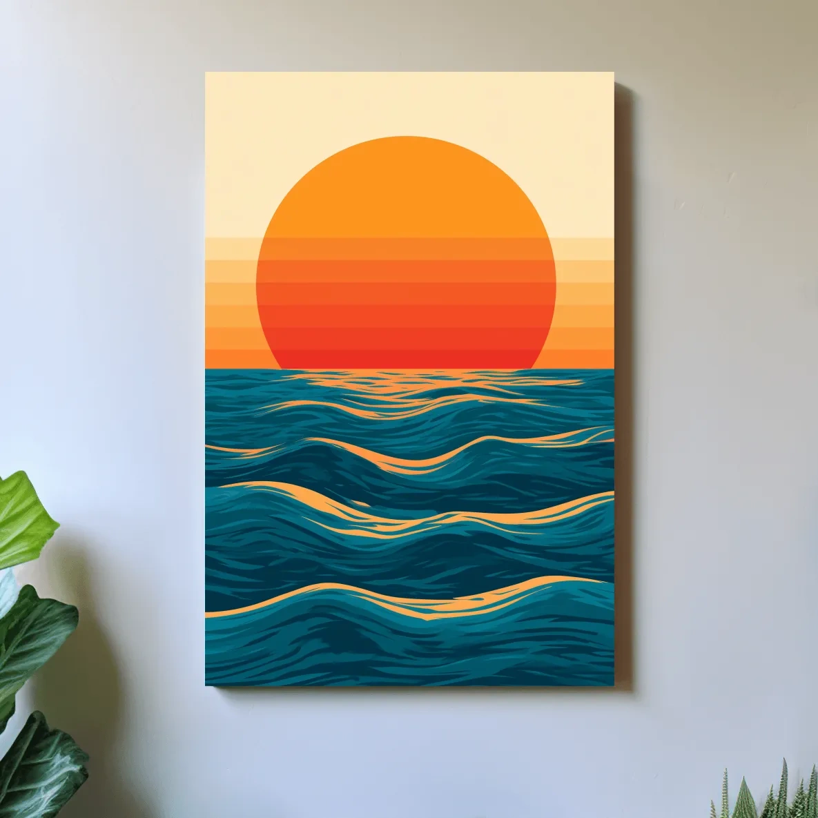 Mid-Century Ocean Sunset - Vector Ocean Wall Art