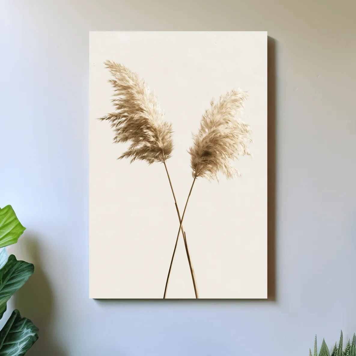 Minimalist Pampas Grass Illustration - Boho Coastal Botanical Wall Art