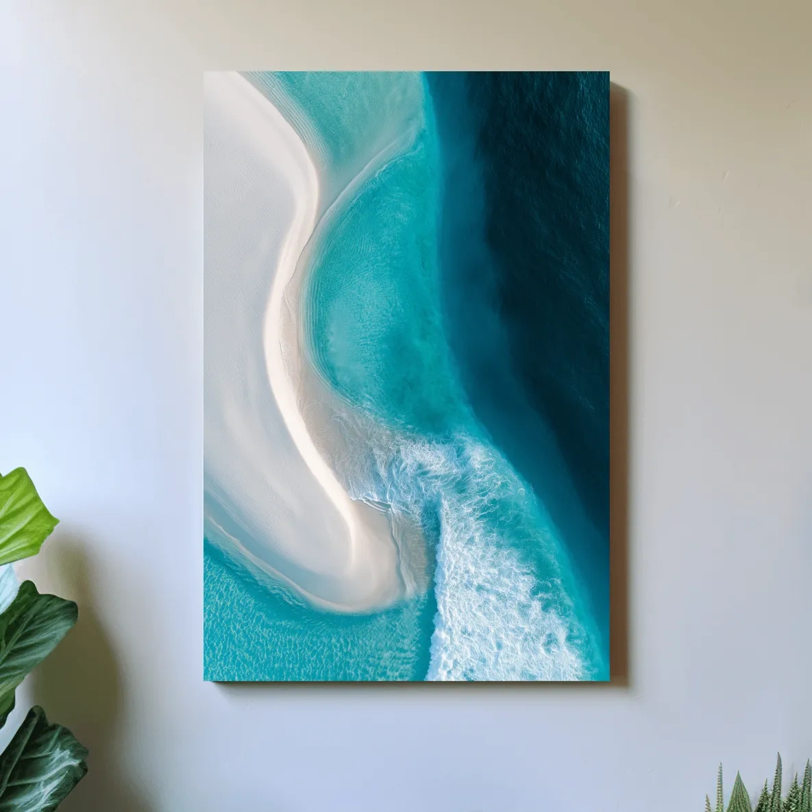 Tropical Aerial Sandbar Waves - Abstract Photographic Ocean Wall Art
