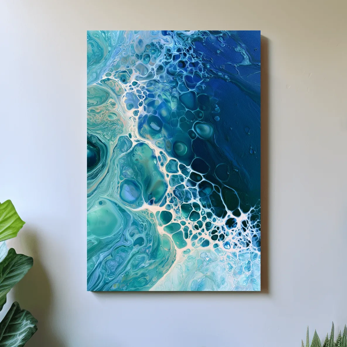 Oceanic Cell Lacing Abstract - Fluid Acrylic Pour Style Wall Art