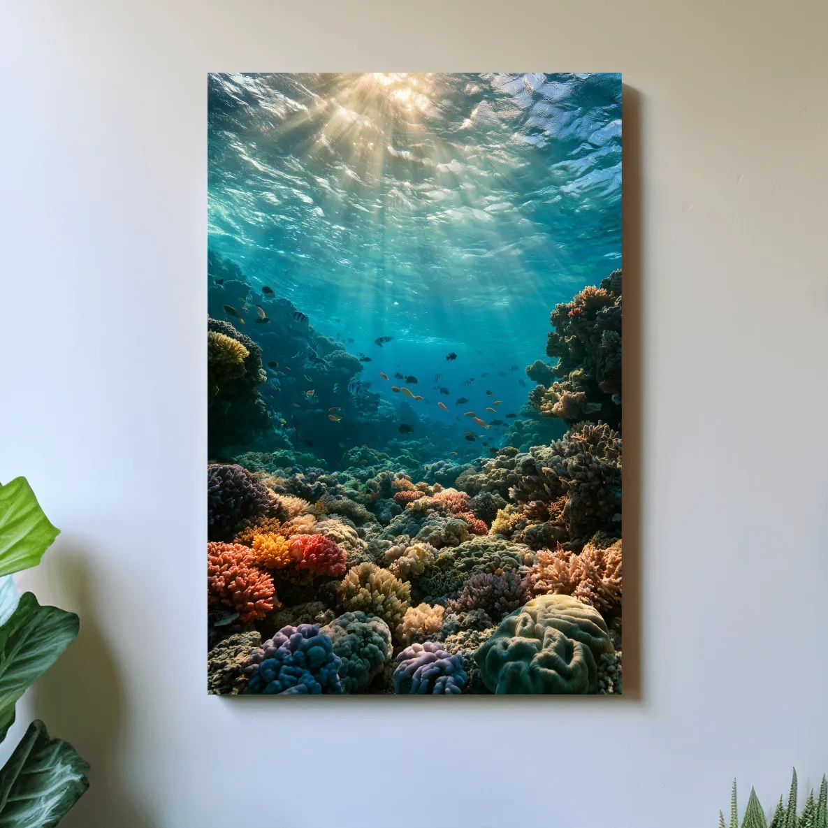 Sunlit Tropical Coral Reef - Vibrant Underwater Marine Wall Art