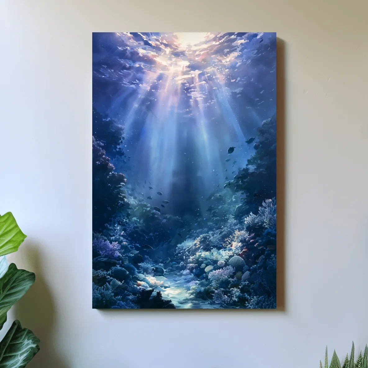 Sunlit Coral Reef Painting - Underwater Marine Artwork
