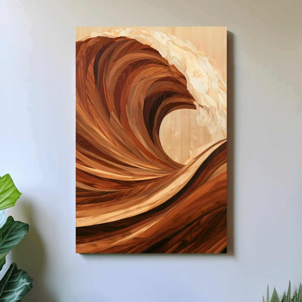 Wood Intarsia Crashing Wave - Ocean Wall Art