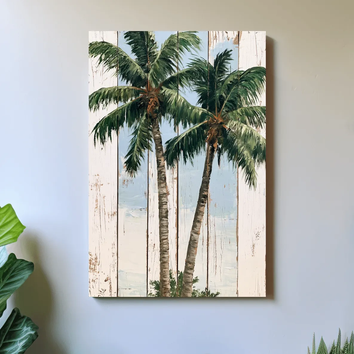 Tropical Palm Trees Painting - Rustic Style Wall Art