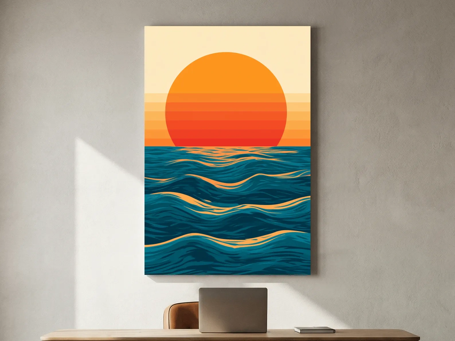 Mid-Century Ocean Sunset - Vector Ocean Wall Art