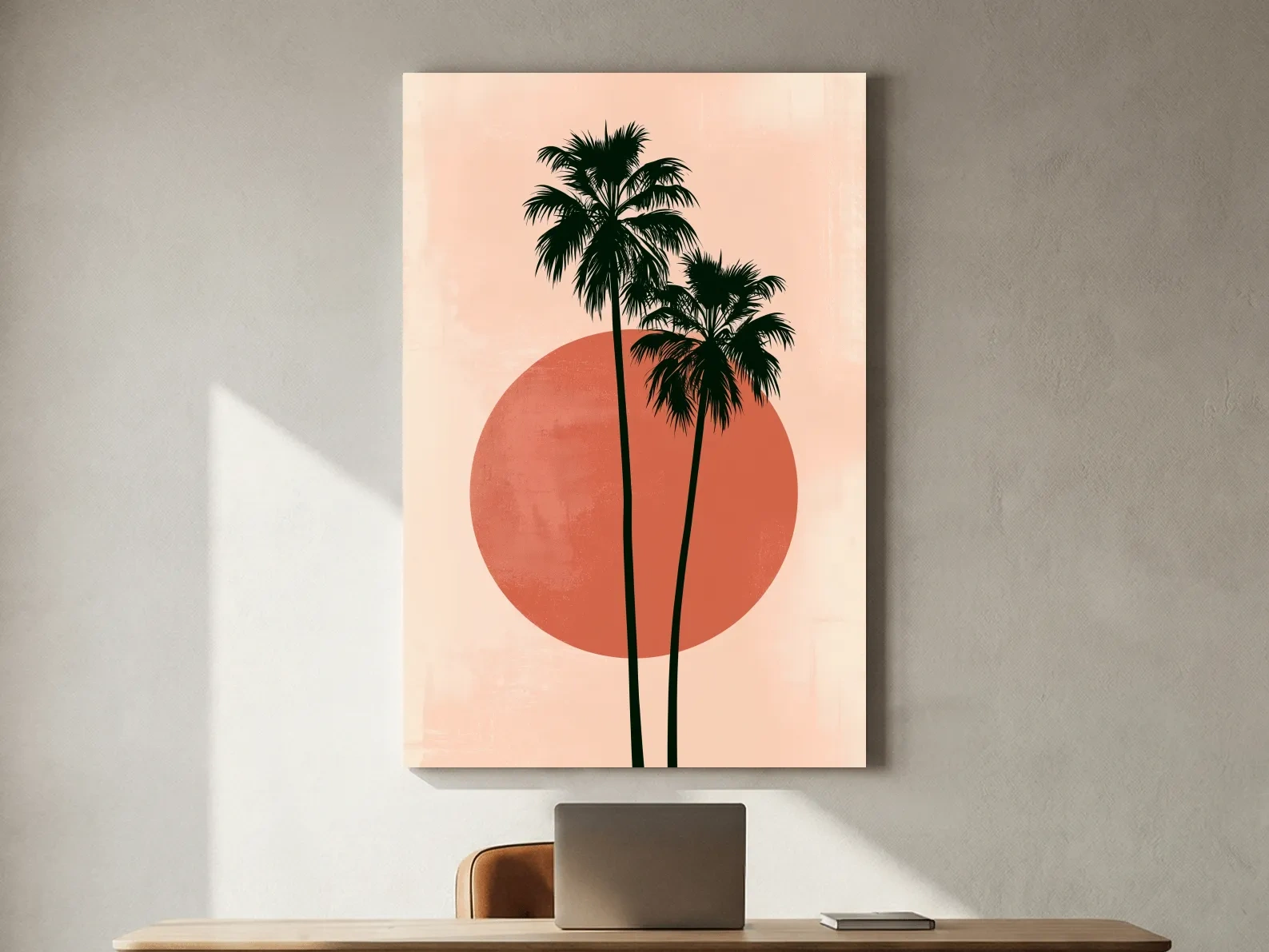 Mid-Century Tropical Palm Silhouette - Minimalist Geometric Wall Art
