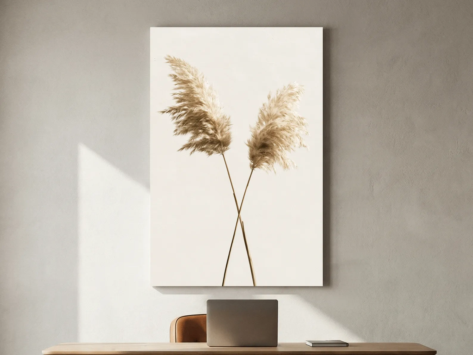 Minimalist Pampas Grass Illustration - Boho Coastal Botanical Wall Art