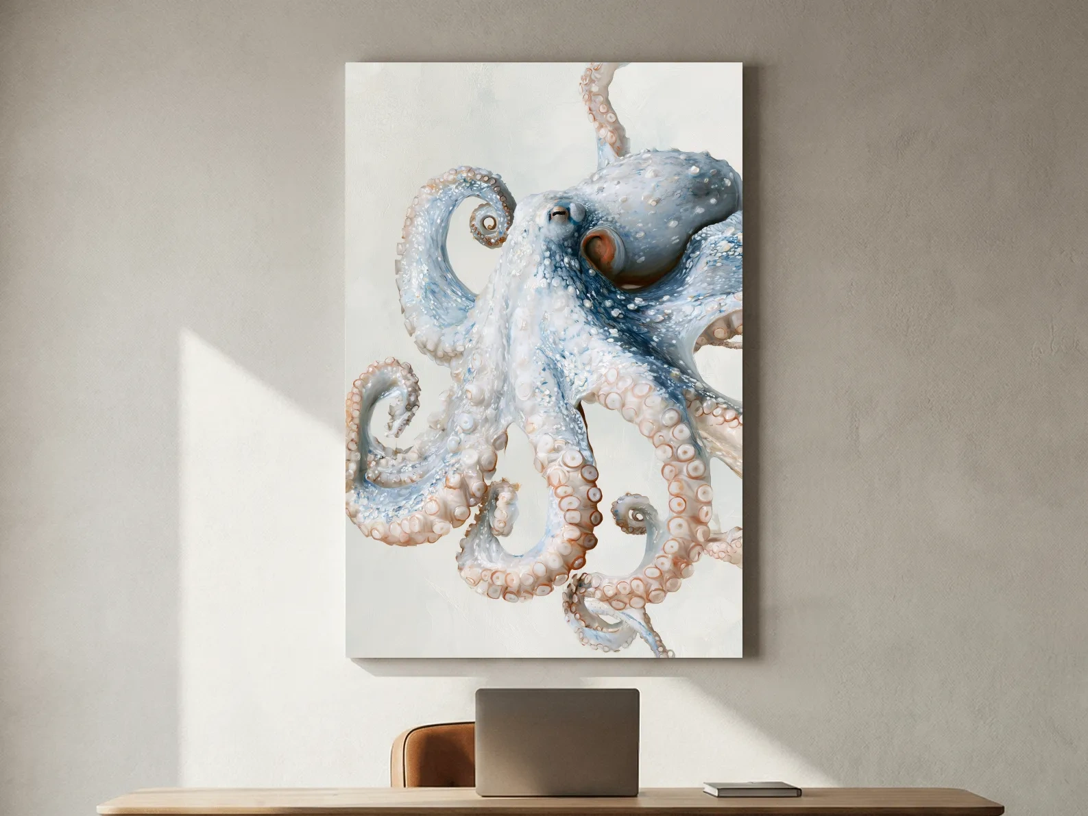 Hamptons Octopus Illustration - Minimalist Marine Life Wall Art