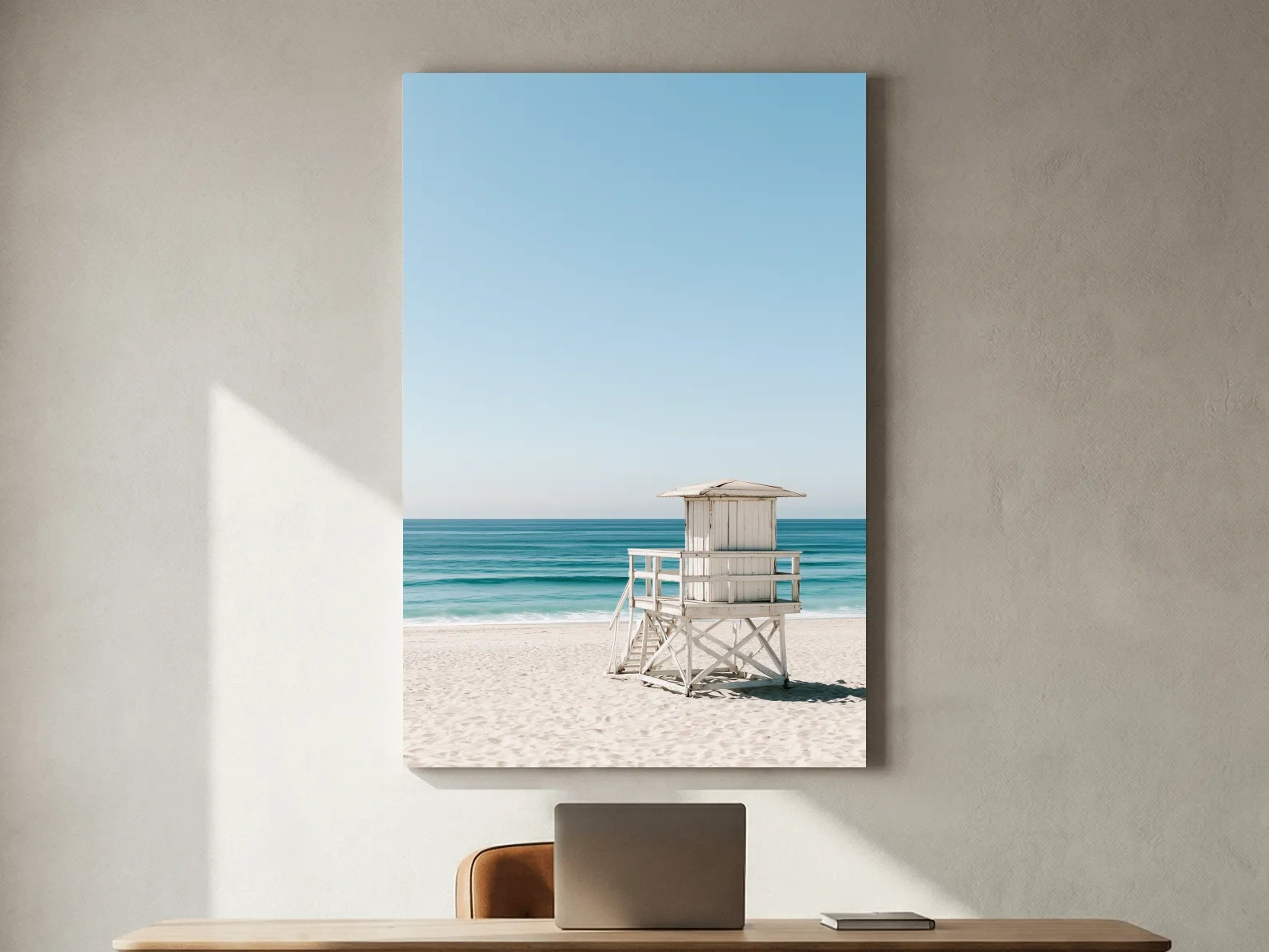 Minimalist Pastel Lifeguard Tower - Hamptons Photographic Wall Art