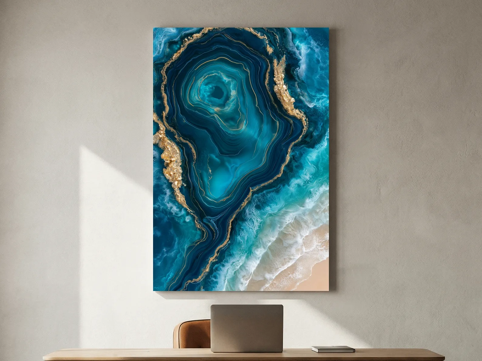 Ocean Geode Resin Design - Abstract Natural Mineral Wall Art
