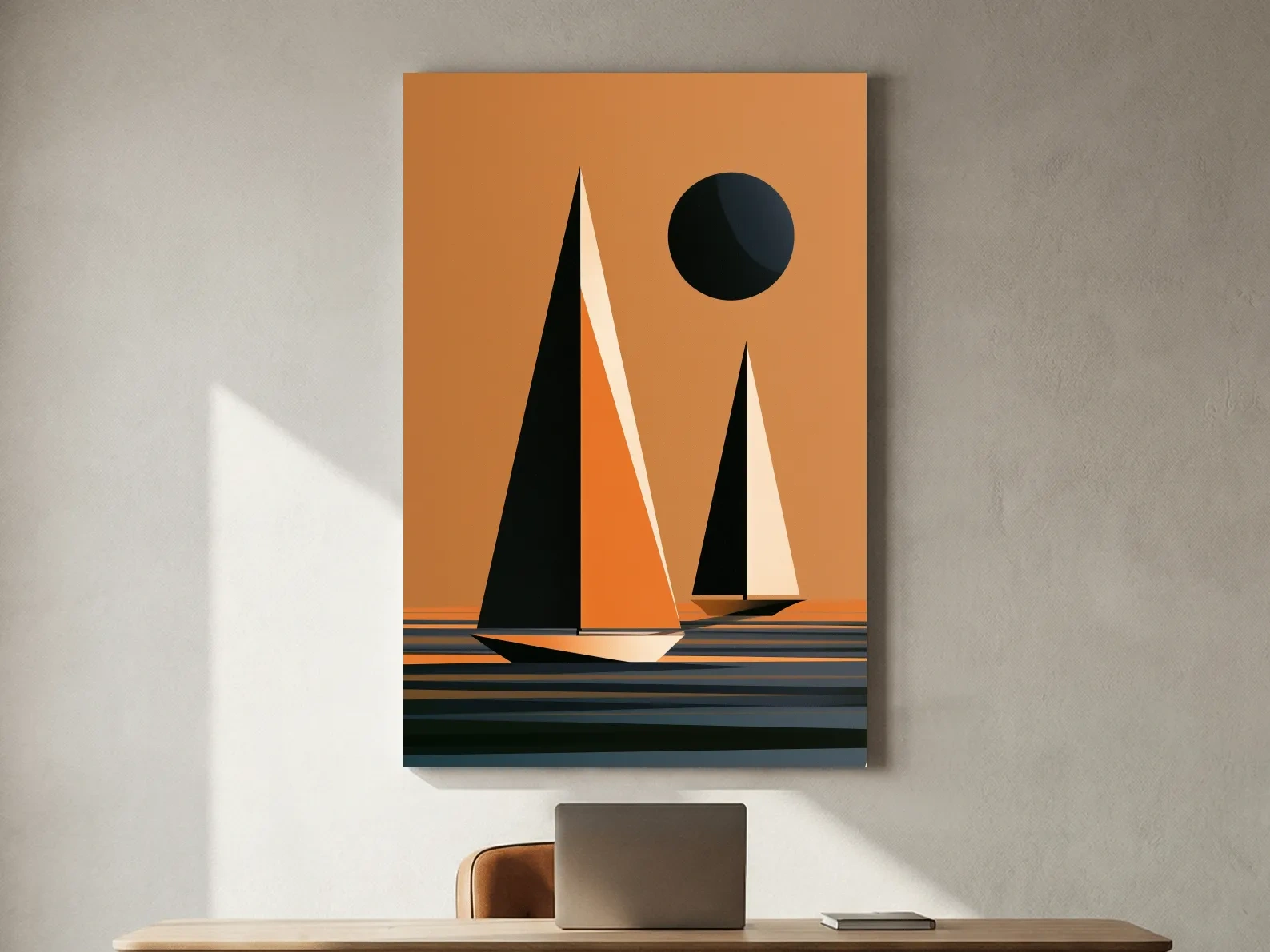 Mid-Century Sailboat Illustration - Minimalist Nautical Wall Art