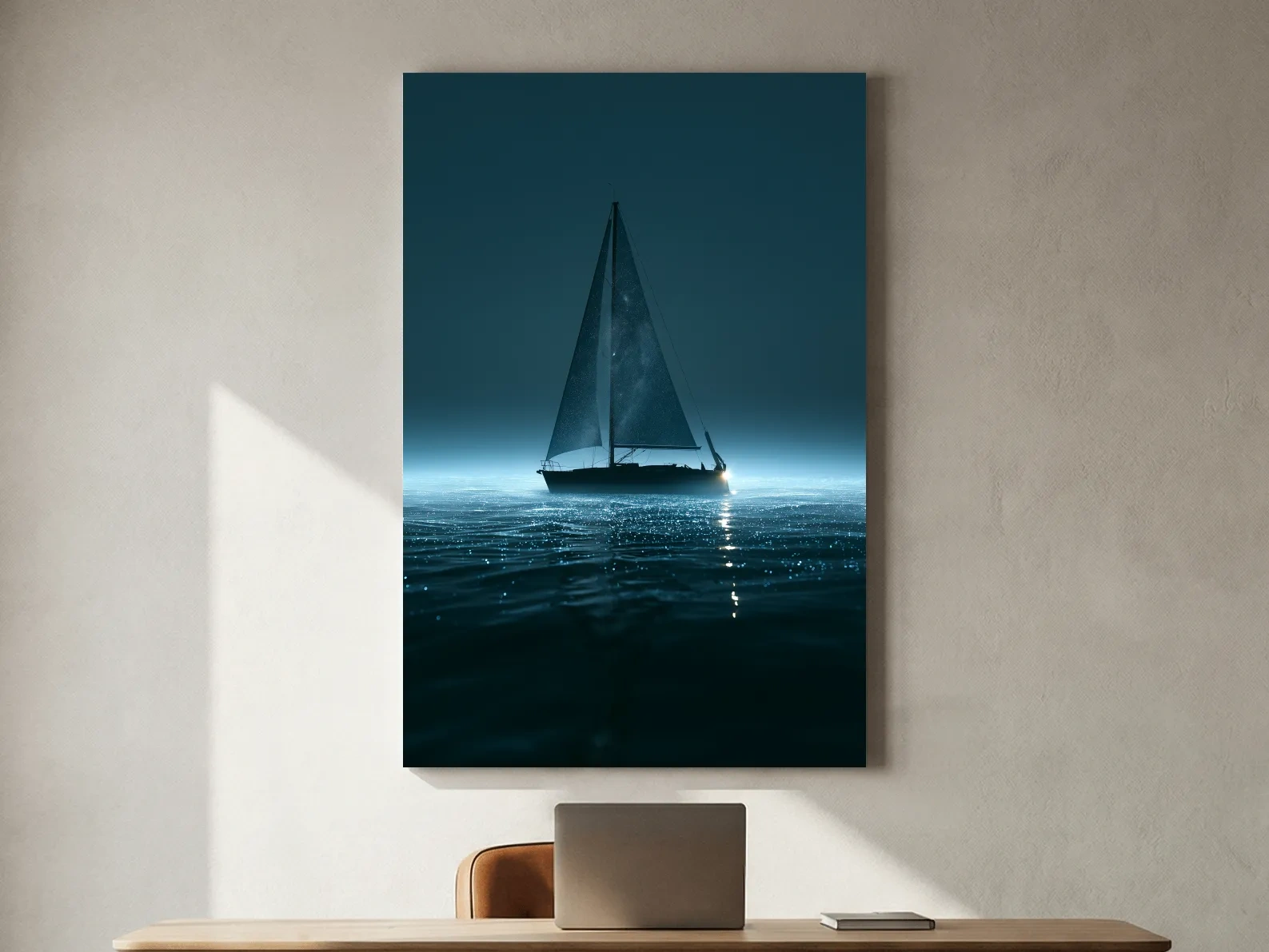 Surreal Sailboat Double Exposure - Photographic Ocean Wall Art