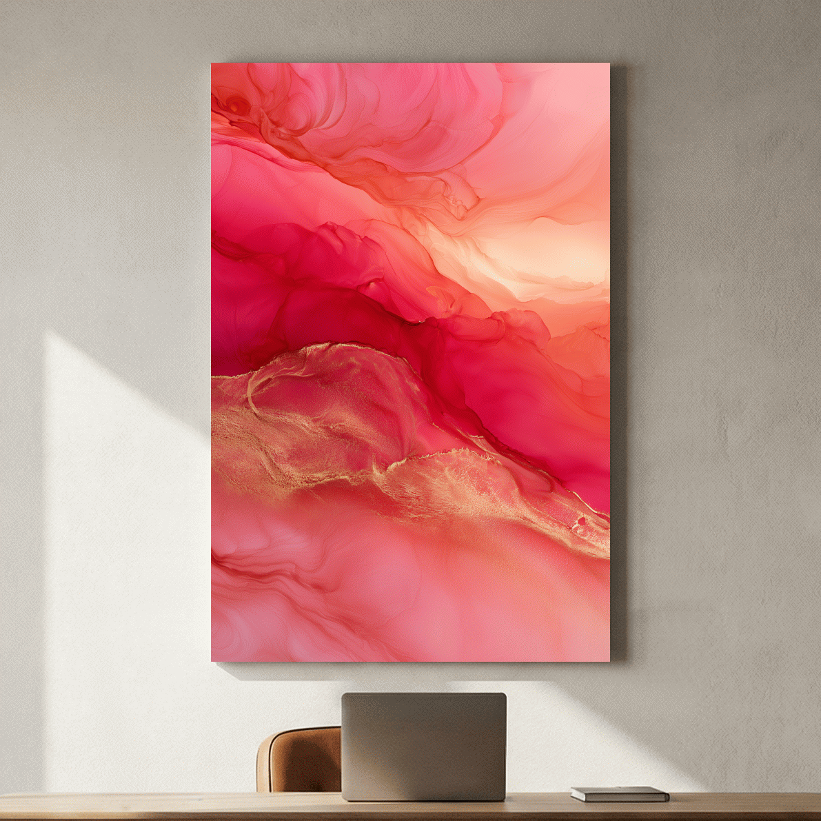 Abstract Agate Fluid Ink Design - Surreal Sunset Wall Art