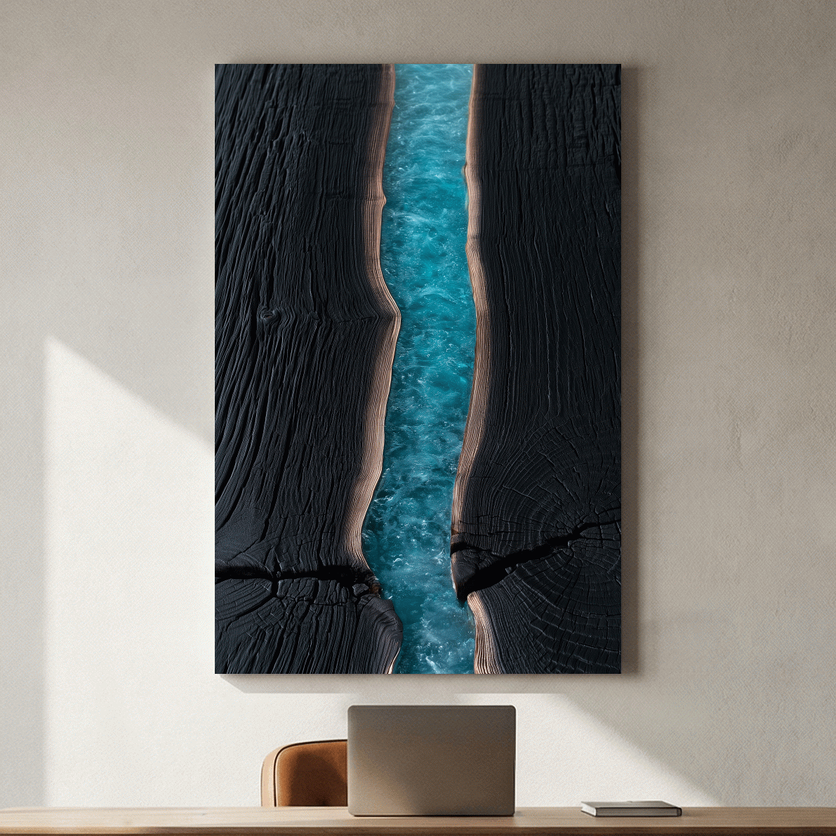Driftwood Ocean Channel - Abstract Mixed Media Wall Art