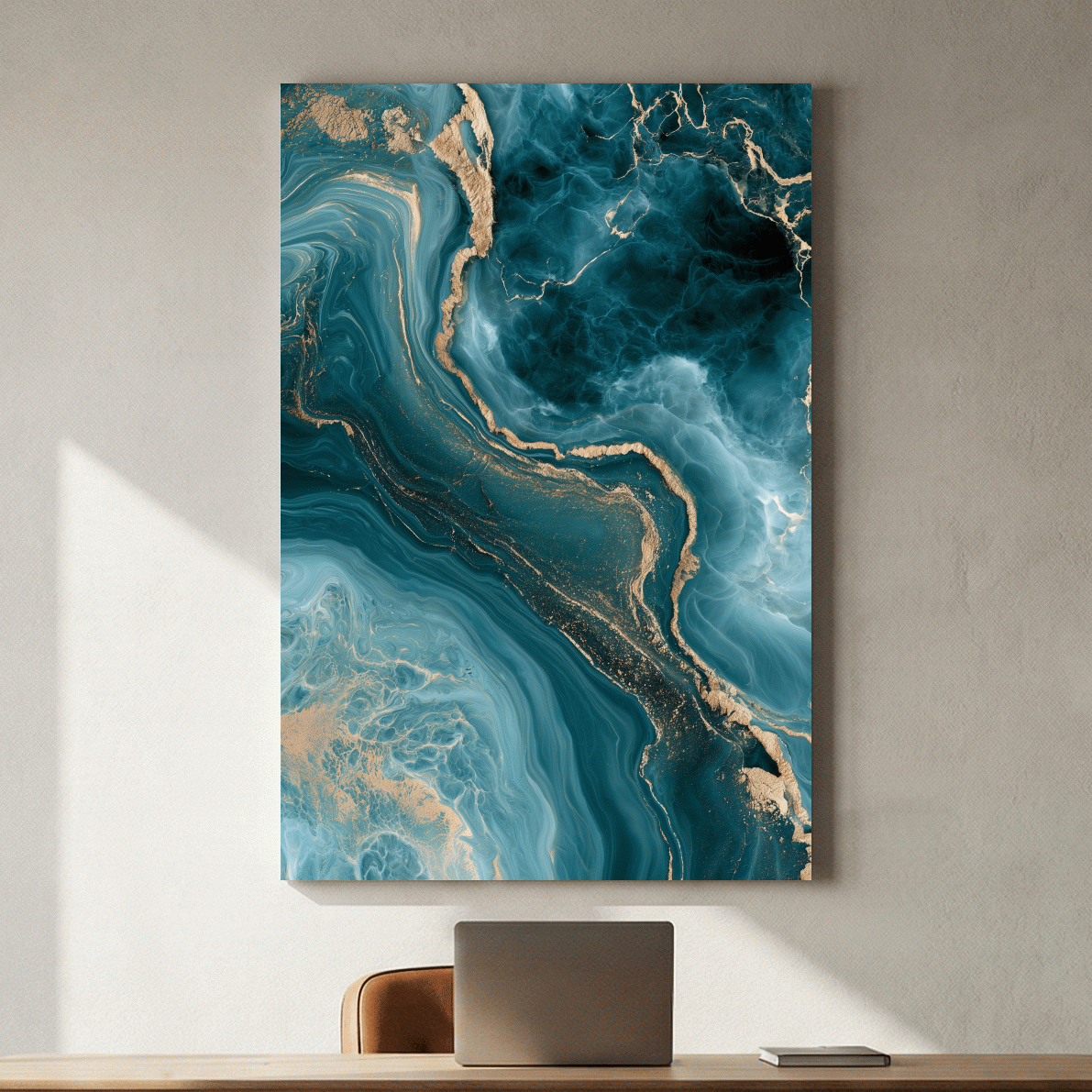 Abstract Geode Swirl Design - Organic Gold Mineral Wall Art