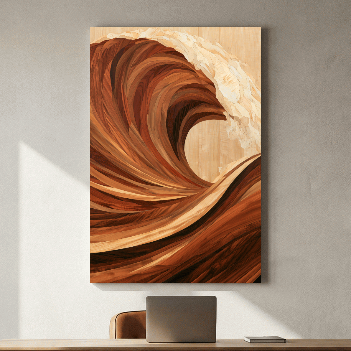 Wood Intarsia Crashing Wave - Ocean Wall Art