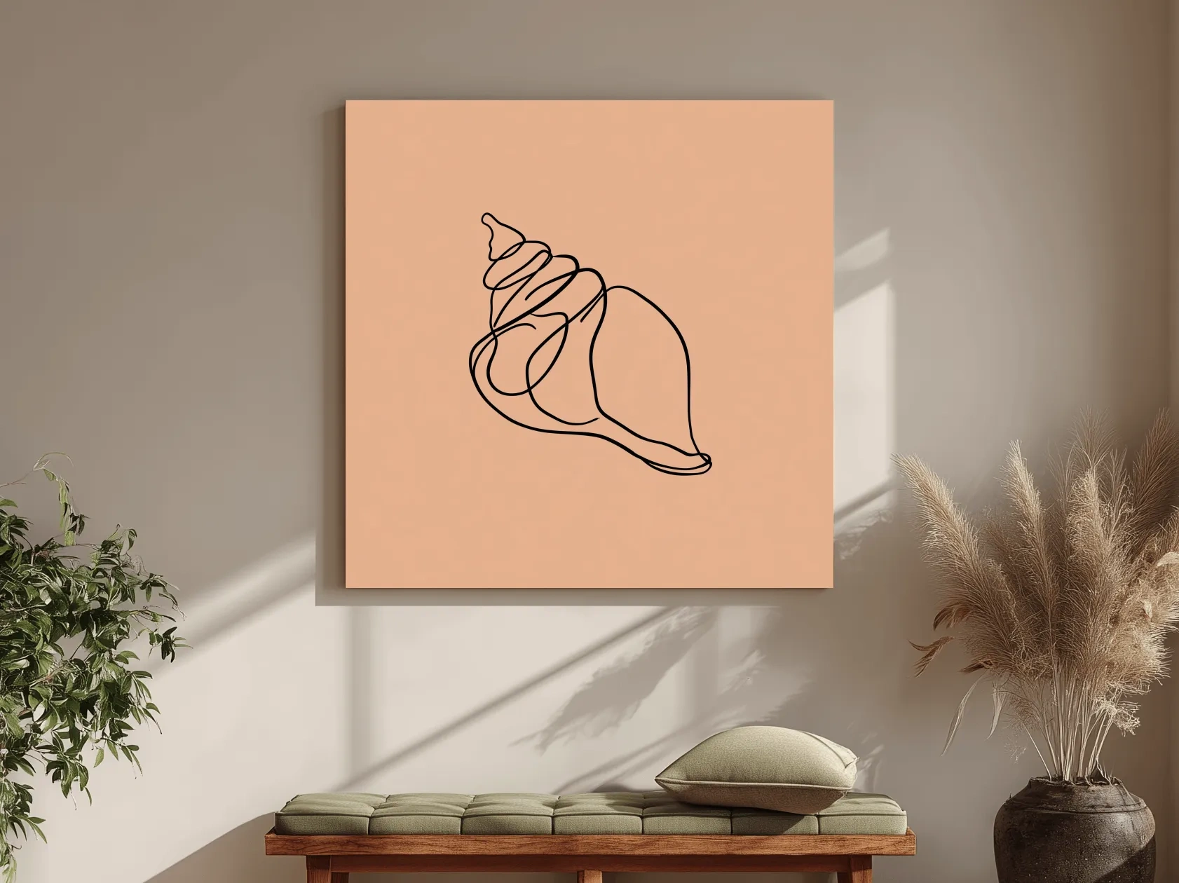 Minimalist Seashell Line Illustration - Boho Coastal Wall Art