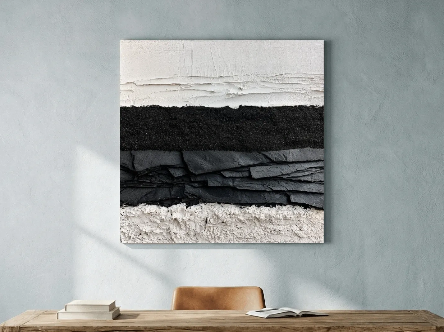 Layered Stone Strata Design - Abstract Mixed Media Wall Art