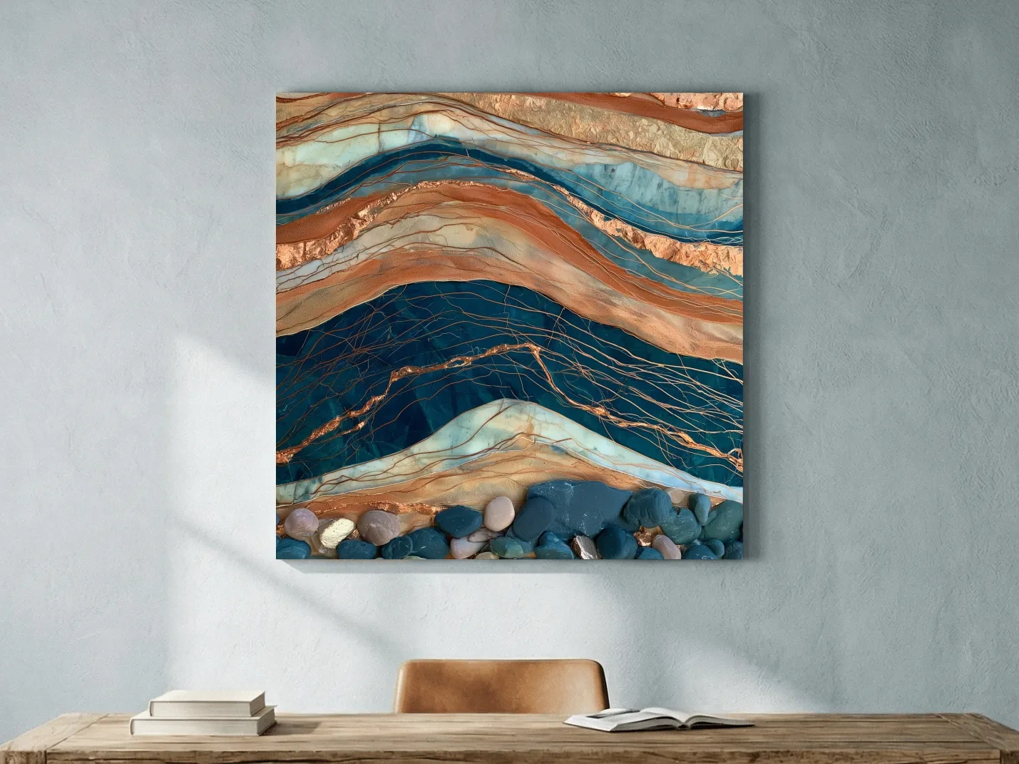 Layered Stone Strata Abstract - Natural Mixed Media Wall Art