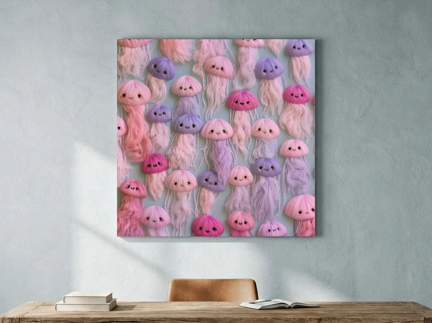 Playful Jellyfish Embroidery Style - Cute Marine Life Nursery Art