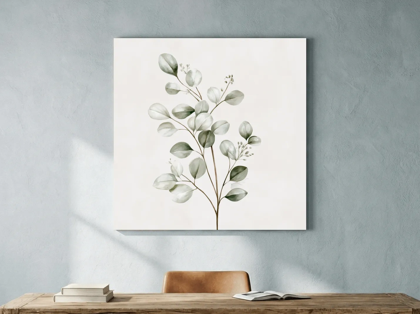 Minimalist Coastal Botanical Illustration - Eucalyptus Wall Art