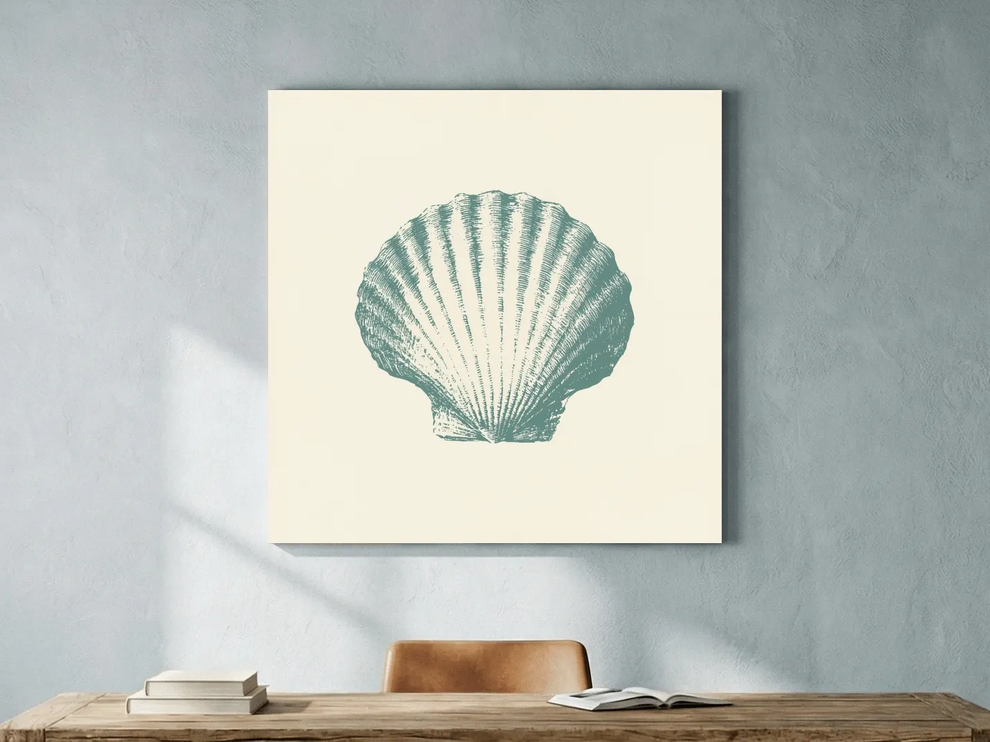 Hamptons Scallop Shell Illustration - Minimalist Coastal Wall Art